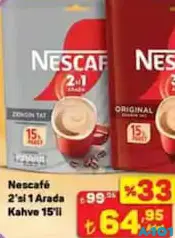 NESCAFE 2'Sİ 1 ARADA KAHVE 15'Lİ NESCAFE 2'Sİ 1 ARADA KAHVE 15'Lİ
